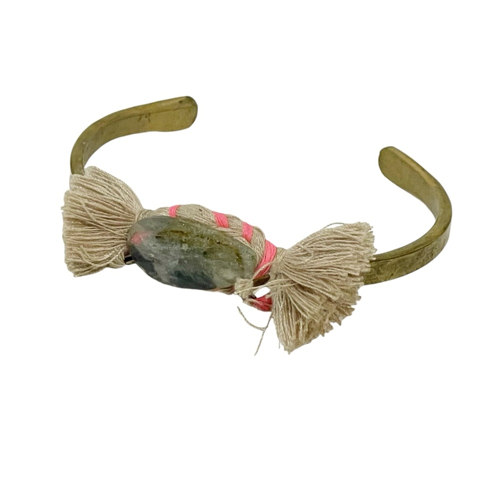 De Petra Art in Jewelry Fringe Stone Gold Tone Cuff Bracelet‎